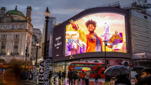 Coach has brought its Lil Nas X ‘Courage to Be Real’ campaign to London, unveiling a 3D billboard in Piccadilly Circus.