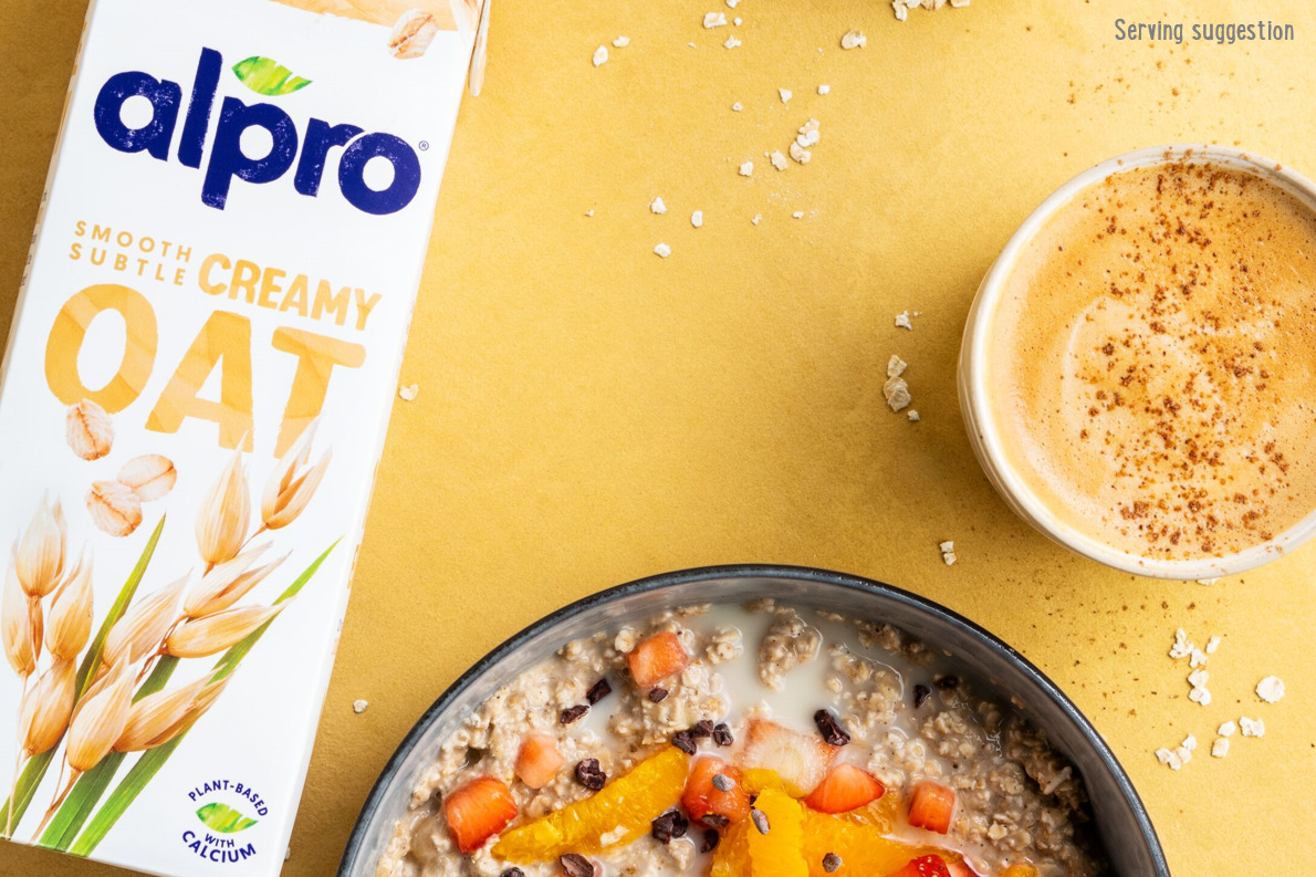 Plant-based brand Alpro is hosting two special comedy Breakfast Clubs in a bid to put variety back on the menu and help consumers kick-start their morning the right way, here showing Alpro at milk product