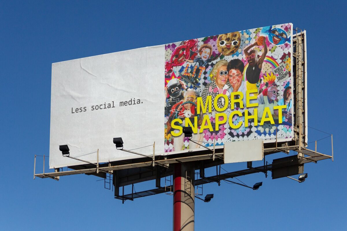 Snapchat billboard. Snapchat have launched a new campaign focusing on how the social media site is different to other social media outlets.