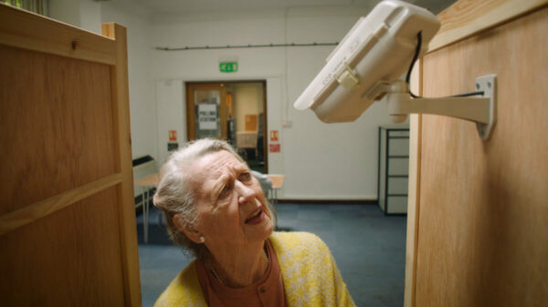 A woman is perplexed and horrified as she attempts to vote and is interrupted by a talking camera that narrates her every move. To mark the upcoming election, the RNIB's latest ad features a talking CCTV camera in a poll booth to highlight the fact that only 13% of blind people feel they can vote independently and in secret.