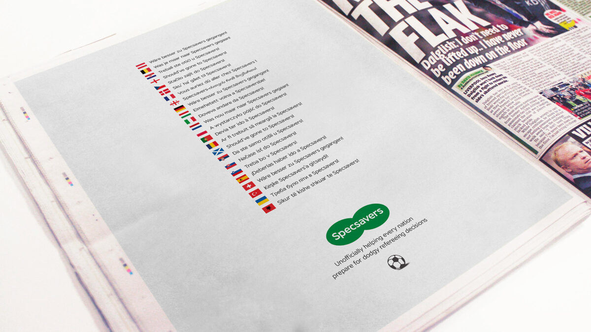 'Should’ve gone to Specsavers' is going international with a translation campaign to help Euro 2024 fans prepare for dodgy refereeing decisions.