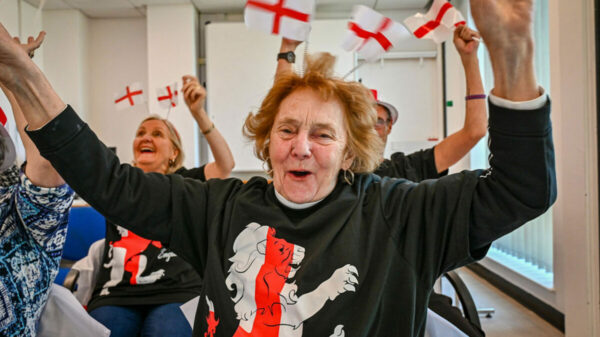 Grannies celebrating an England goal.Asda has announced the launch of 'Nanzones' which will support over 65s who would otherwise be watching the football alone this summer.