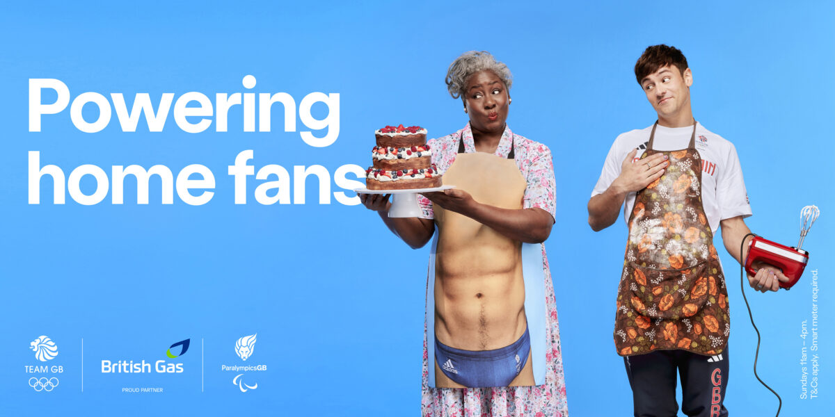 British Gas celebrates fans watching the epic summer of sport from good old wet and green Blighty, so close yet so far from the boulevards of Paris.