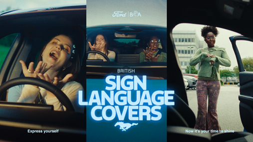 Two people sign their hearts out to song lyrics in the car, using Ford's new tech. Ford UK has joined forces with the British Deaf Association to show how new hand-free assisted driving technology can aid the deaf community with a new music-centred spot.
