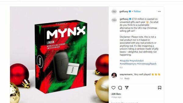 Mocking ads use similar branding to Lynx but say Mynx, They also use terminology like 'unwanted gifts'. Two adverts for deodorant brand Fussy have been banned by the ASA after they were deemed by the ASA to have "denigrated" the brand Lynx