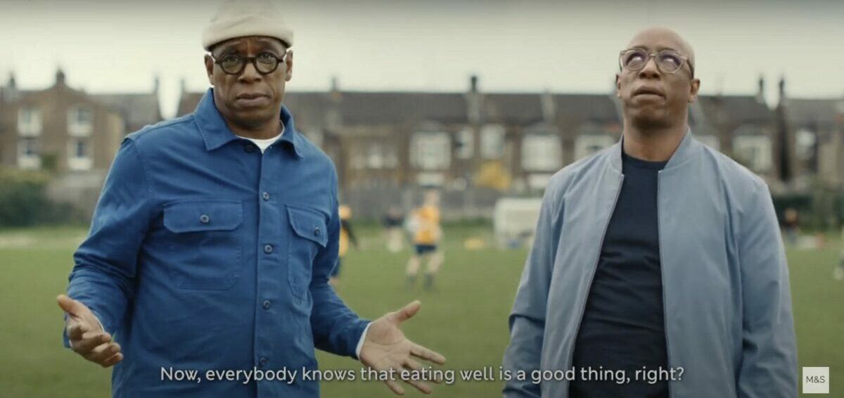 Football legend Ian Wright meets Ian Wrong in the latest MandS Food spot, scoring a hat-trick for the retailer with its third Eat Well, Play Well advert.