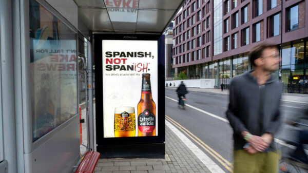 An Estrella ad reads Spanish not Span-ish. Estrella Galicia is investing £10m to drive brand awareness in the UK, including fresh bursts for the brand's ongoing 'Spanish' not 'Span-ish' campaign and its McLaren and Moto GP sports sponsorships.
