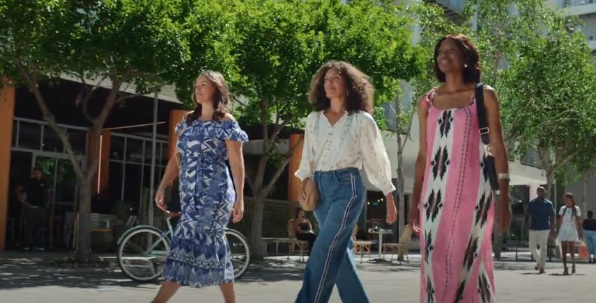 Three women strut in Matalan outfits. Matalan is the newest sponsor of This Morning Fashion on ITV, with a new deal set to take place from 2 July.
